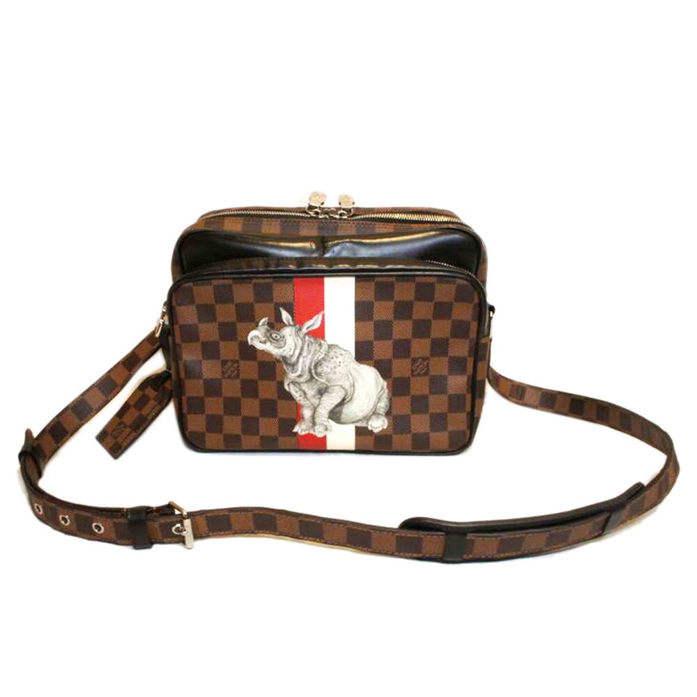 Louis Vuitton Nile Damier Rhino Motif Crossbody Bag Canvas Leather Ebene Brown